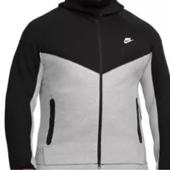 Nike Men's Sportswear Tech Fleece Full-Zip Windrunner Jacket-Black/Grey - Picture 1 of 3